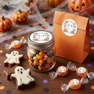Söt Halloween-spök Clipart, Roligt och sött kuslig Runt Klistermärke