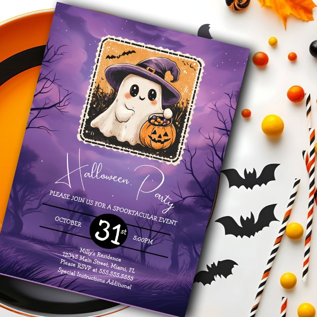 Söt Halloween-spök födelsedagsfest  Inbjudningar (Skapare uppladdad)