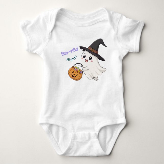 Söt halloween-spökbaby-bodysuit t shirt (Framsida)