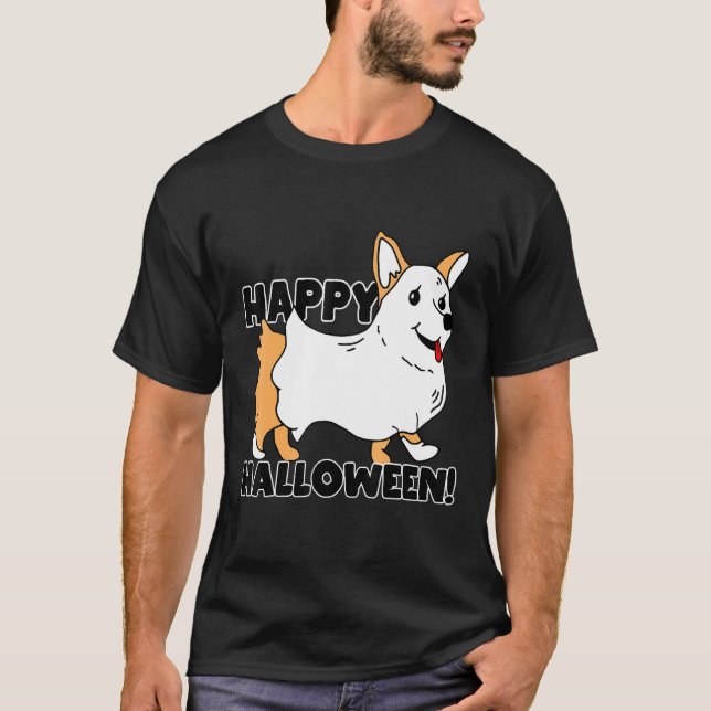 Söt Halloween-spökcorgi T Shirt (Framsida)