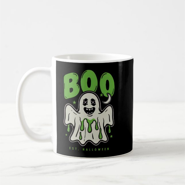 Söt Halloween-spöke BOO-slime Kaffemugg (Vänster)