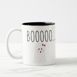 Söt Halloween-spöke Boooooooo Två-Tonad Mugg