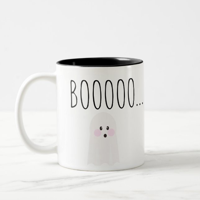 Söt Halloween-spöke Boooooooo Två-Tonad Mugg (Vänster)