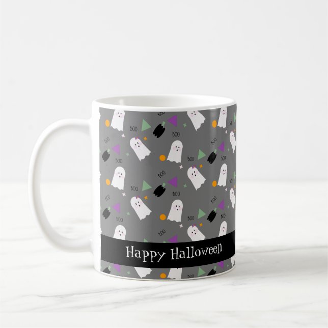 Söt Halloween-spöke Färgglatt Konfetti Kaffemugg (Vänster)