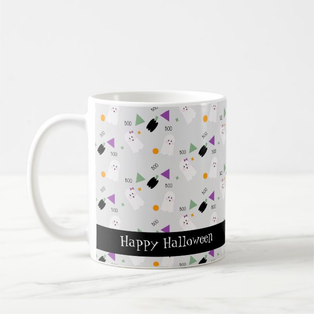 Söt Halloween-spöke Färgglatt Konfetti Kaffemugg (Vänster)