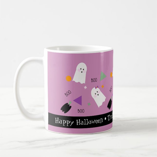Söt Halloween-spöke Färgglatt Konfettimix Kaffemugg (Vänster)