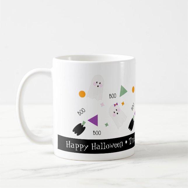 Söt Halloween-spöke Färgglatt Konfettimix Kaffemugg (Vänster)