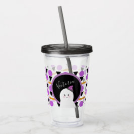 Söt Halloween-spöke Lila Namn Akryl Tumbler Take Away Mugg