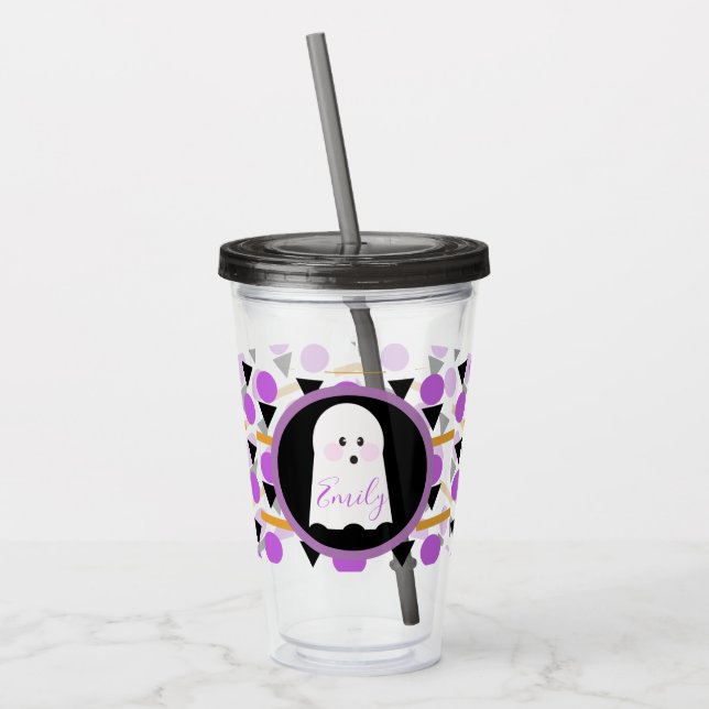 Söt Halloween-spöke-monogramnamn Take Away Mugg (Vänster)