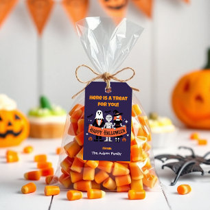 Söt Halloween-spöke, mumie & häxa presentförpackni Presentetikett
