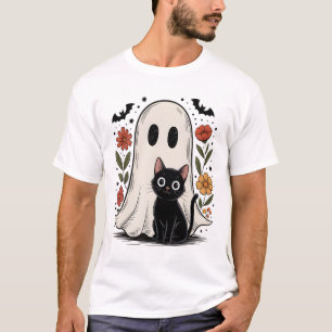 Söt Halloween-spöke och katt T Shirt