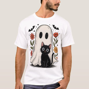 Söt Halloween-spöke och katt T Shirt