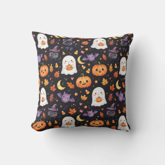 Söt Halloween-spöke & svart katt kastkudde Kudde
