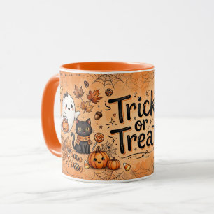 Söt Halloween-spöke Svart katt Pumpa Mugg
