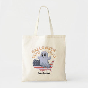 Söt Halloween-spöke USA Flagga Kawaii Kuslig Säson Tygkasse