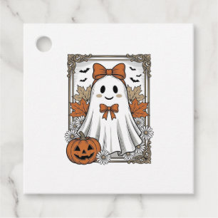 Söt Halloween-spöke Vintage Gravyr T-Shirt Design Gåvor Etiketter
