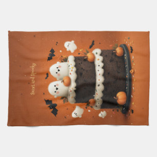 Söt Halloween-spökekstår En liten buu Kökshandduk