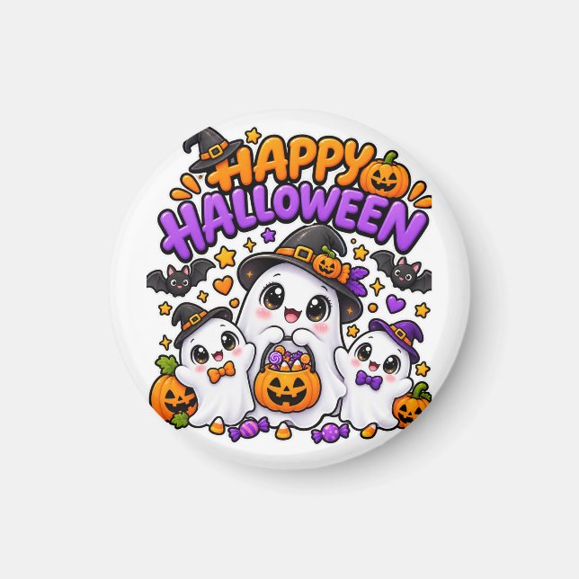Söt Halloween-spökfamilj Magnet (Framsidan)