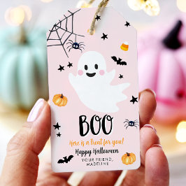 Söt Halloween-spökfest Pink födelsedag Presentetikett