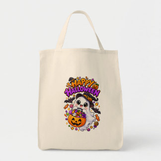 Söt Halloween-spökgodis-pumpa Tygkasse