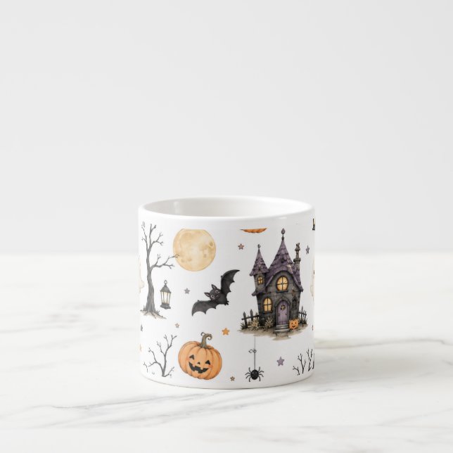 Söt Halloween-spökhus-mönster med spöken Espressomugg (Framsidan)