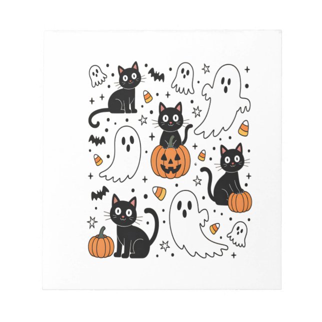 Söt Halloween-spökis Boo Katt Anteckningsblock (Framsida)