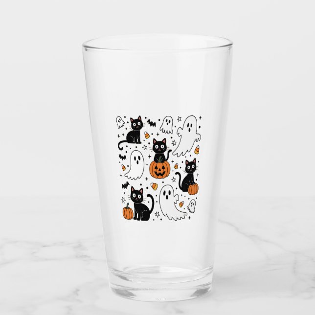 Söt Halloween-spökis bus katt Glaskopp (Framsida)