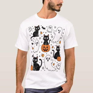 Söt Halloween-spökis bus katt T Shirt