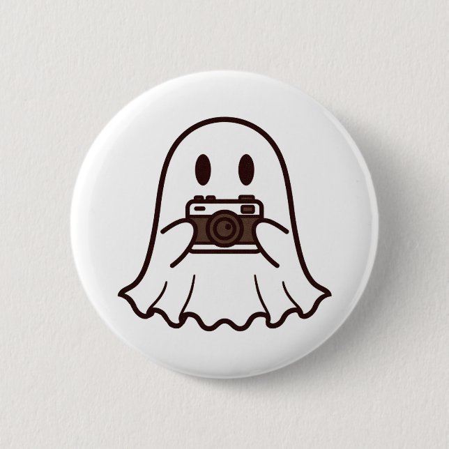 Söt Halloween-spöklik fotograferare Knapp (Framsida)