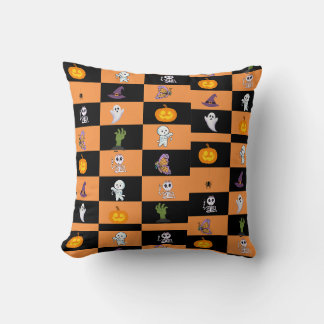 Söt Halloween, spöklik pumpa, spöke, skelett Kudde