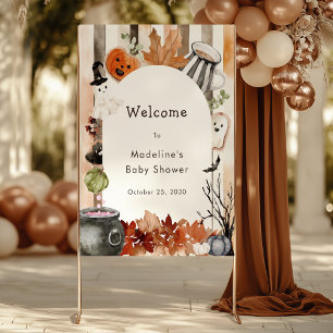 Söt Halloween-spökpumpa Baby Shower-välkomstskylt Poster