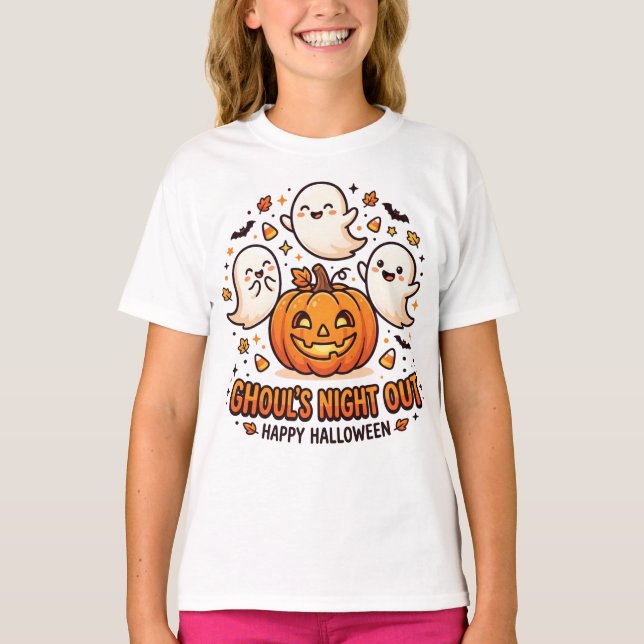 Söt Halloween-spökpumpa T-shirt (Framsida)