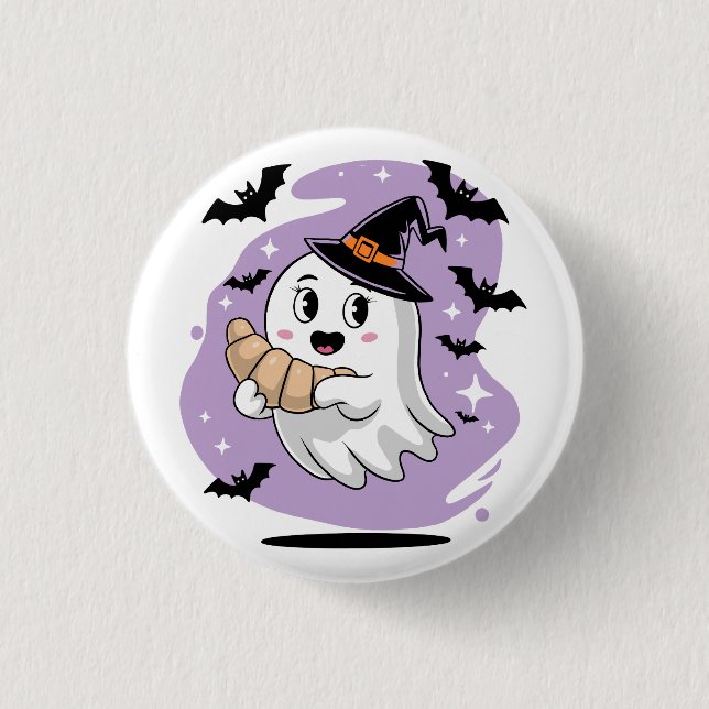 Söt Halloween-spöktjyvling som hemsöker Knapp (Framsida)