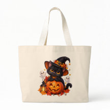 Söt Halloween svart katt handväskor