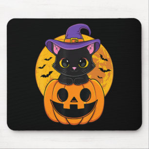 Söt Halloween svart katt häxa hatt pumpa för barn Musmatta