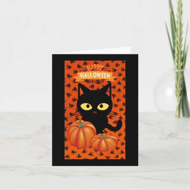 Söt Halloween svart katt-kort för barn Kort (Framsida)