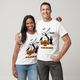 Söt Halloween svart katt med pumpor T Shirt