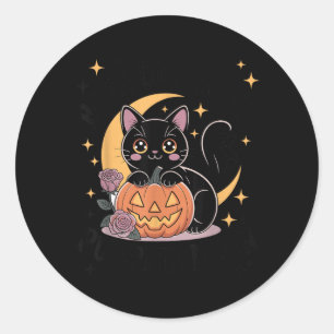 Söt Halloween svart katt Pastell Goth Ockult Runt Klistermärke