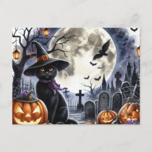 Söt Halloween svart katt postkort Vykort
