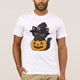 Söt Halloween svart katt T Shirt