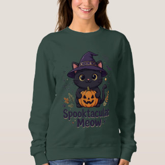 Söt Halloween Svart Katt T-Shirt | Spooktacular Me