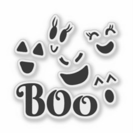 Söt Halloween svart & vit BOO spök vinyl Klistermärken