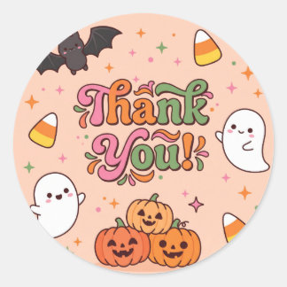 Söt Halloween Tack Rund Klistermärke