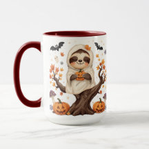 Söt Halloween-trögdjursmugg med spöklik trögdjur i