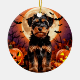 Söt Halloween-valp Spöklik natt-charm ✨🎃 Julgransprydnad Keramik