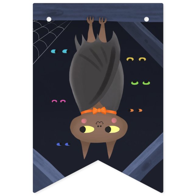 Söt Halloween-vampyrfladdermus i svart Vimplar (Andra flaggan)