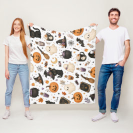 Söt Halloween- vattenfärg mönster med svarta katte Fleecefilt