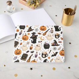 Söt Halloween- vattenfärg mönster med svarta katte Gästböcker