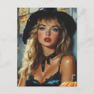 Söt Halloween Witch Vykort