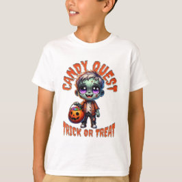 Söt Halloween Zombie Kid Candy Quest T-Shirt